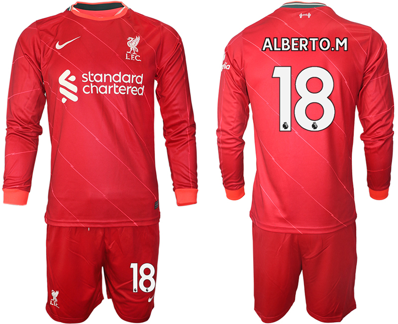 Men 2021-2022 Club Liverpool home red Long Sleeve #18 Soccer Jersey